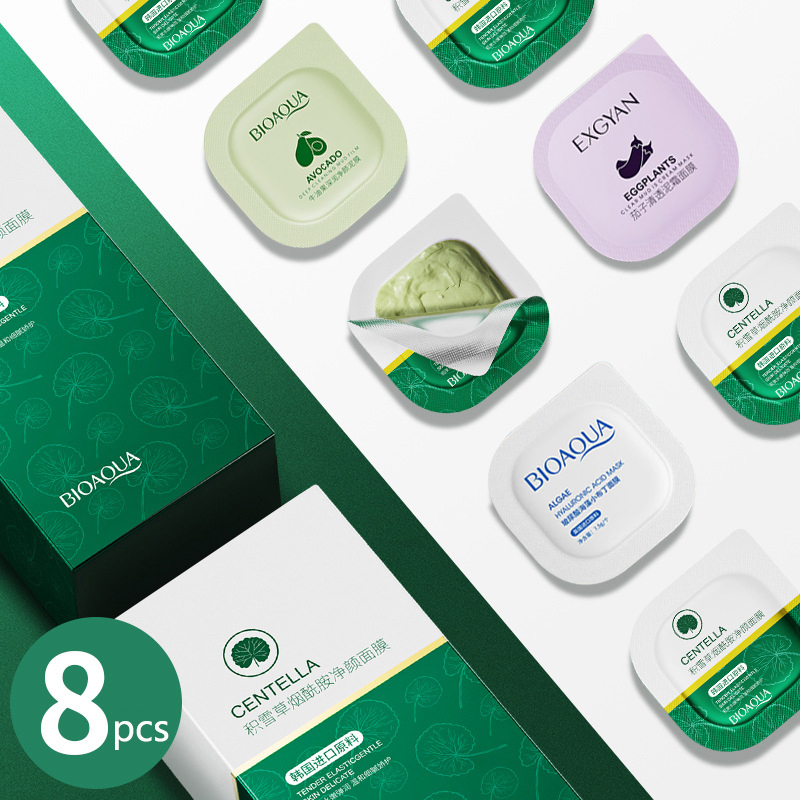 Dust Mask Construction - 8 Pcs Centella พุดดิ้งหน้ากากมะเขือยาว Mud Mask