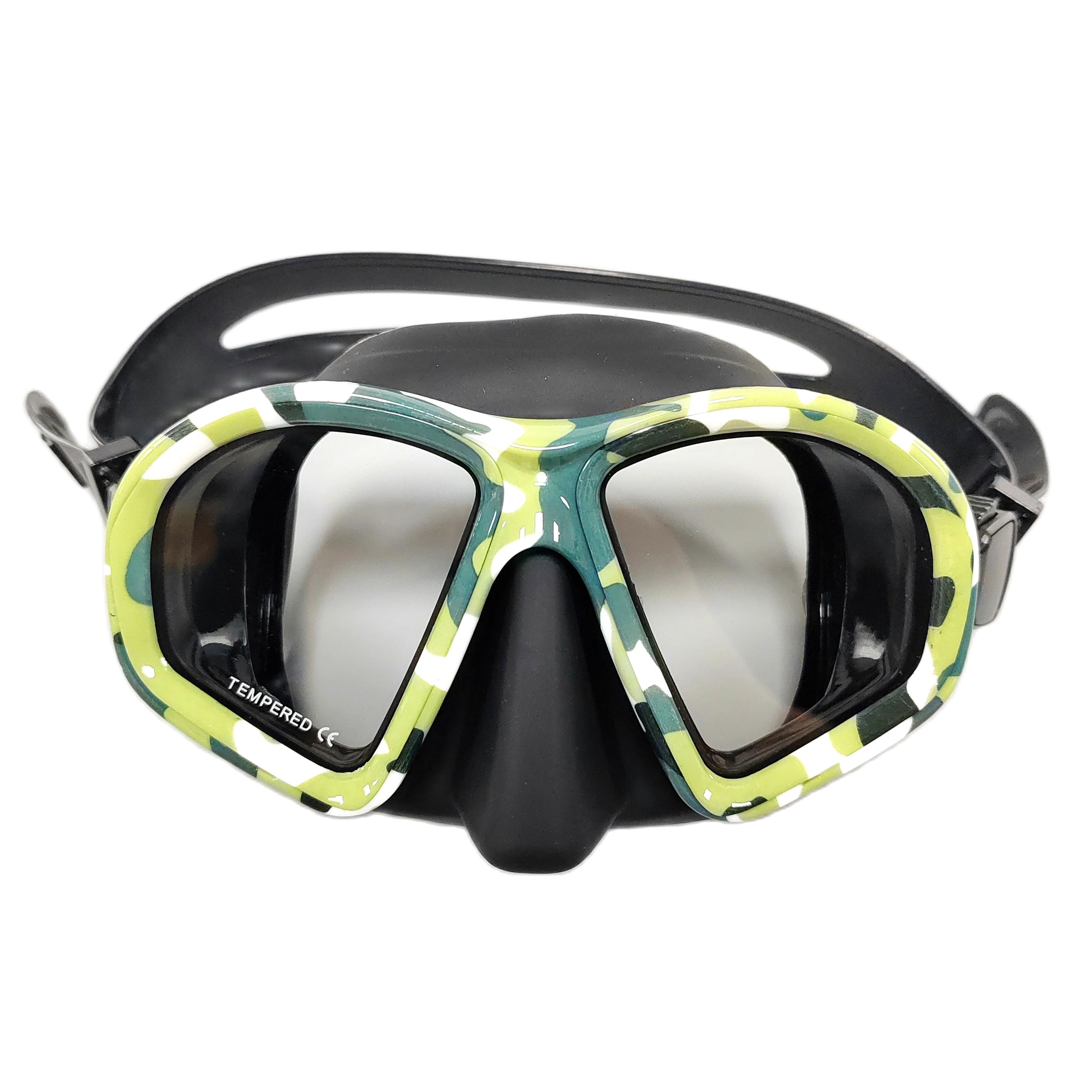 Anti Pollution Mask - หน้ากากดำน้ำลึก ลายพราง ป้องกันฝ้า อุปกรณ์ตกปลาด้วยฉมวก หน้ากากว่ายน้ำ