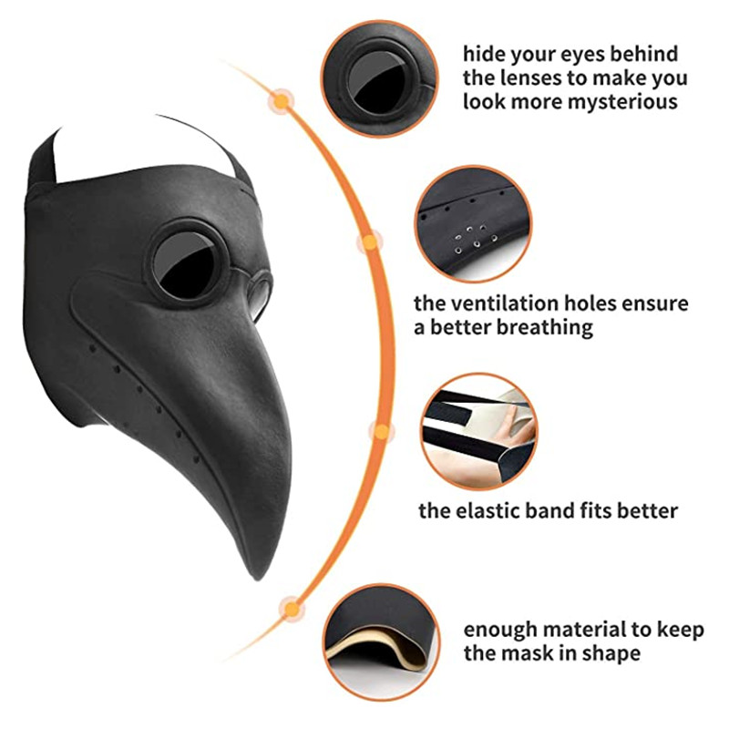 ฮาโลวีนยางสีดํา Plague Doctor  - Disposable Surgical Mask บทวิจารณ์และราคา